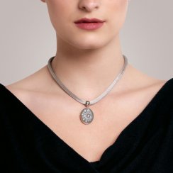 ocelový náhrdelník Idared, ručně mačkaný kámen, bílý