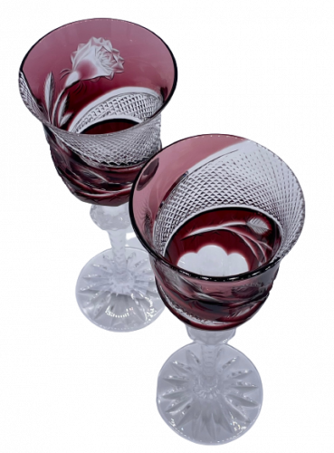 Engraved luxury wine glasses (Ruby) - set of 2pcs