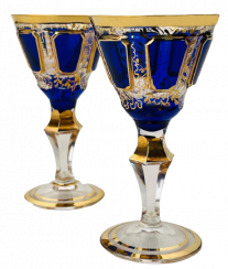 Barevně dekorované lištované sklenice na likér - set 2ks - Výška 11cm/60ml