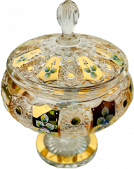 Gold-plated cut crystal box - Height 33cm