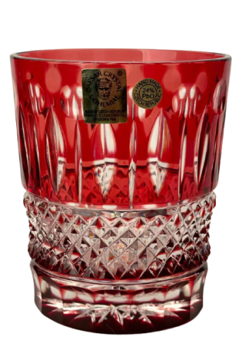 Broušené barevné sklenice na whisky - set 2ks - Výška 9cm/290ml
