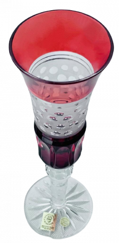 Broušená barevná sklenice na šampaňské 1ks - Výška 24cm/155ml