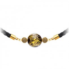 ocelový náhrdelník Ribes, český křišťál, černý, zlatý