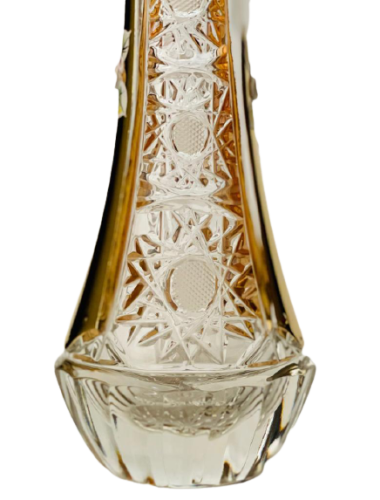 Jarrón de cristal tallado dorado - Altura 25cm