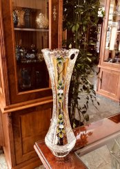 Gold-plated cut crystal vase - Height 28cm