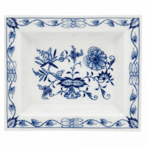 Talíř střední modrý cibulový s bílým okrajem 16 x 13,5 cm