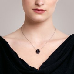 ocelový náhrdelník Delicia, český křišťál, černý