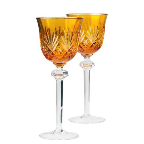 SET SKLENIC NA VÍNO Z KŘIŠŤÁLOVÉHO SKLA / RHEINGOLD AMBER / 6KS