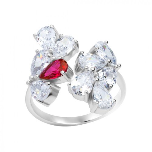 stříbrný prsten Libra, kubická zirkonie, bílý, růžový