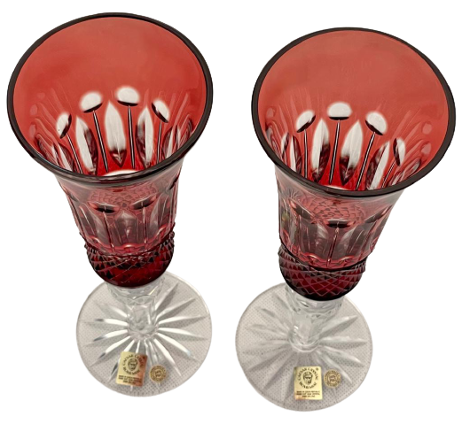 Broušené barevné sklenice na šampaňské - set 2ks - Výška 24cm/155ml