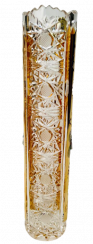 ゴールドプレート・カット・クリスタル製花瓶 - 高さ18cm