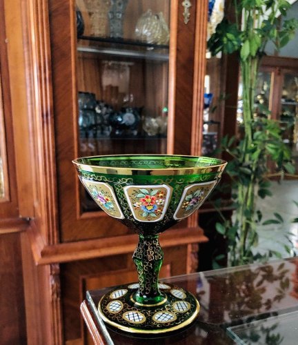 Barevně dekorované lištované sklenice na šampaňské - set 2ks - Výška 11cm/140ml
