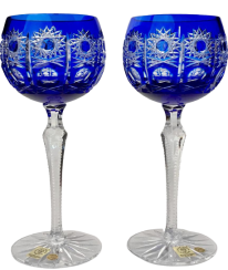 Barevné broušené sklenice na víno - set 2ks - Výška 21cm/190ml