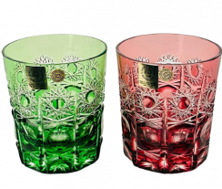Color-cut crystal whiskey glasses - set of 2pcs - Height 9cm/320ml