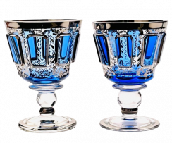 Barevně dekorované lištované sklenice na likér - set 2ks - Výška 8cm/80ml