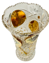 Gold-plated cut crystal vase - Height 35cm