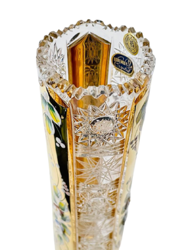 Broušená pozlacená váza - Výška 25cm