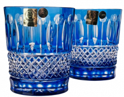 Broušené barevné whisky sklenice - set 2ks - Výška 9cm/290ml