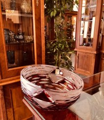 Color-cut crystal beveled vase - Height 11cm