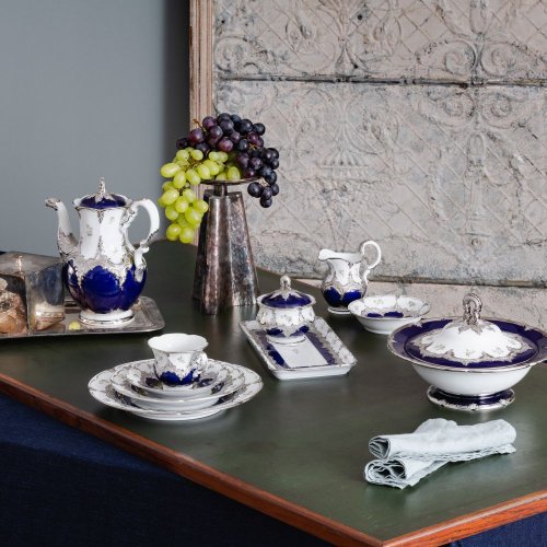 B-form royal blue platinum strewn roses - Dessert bowl