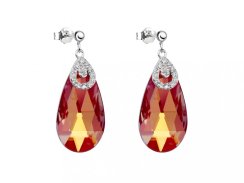 Stříbrné náušnice Ruby Glow s českým křišťálem Preciosa