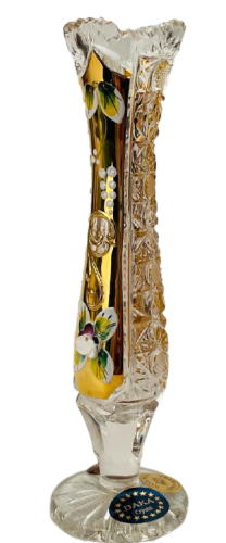 Jarrón de cristal tallado bañado en oro - Altura 15cm