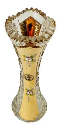Jarrón de cristal tallado dorado - Altura 25cm