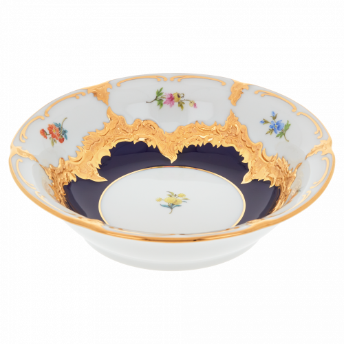 B-form royal blue gold bronze strewn flowers - Dessert bowl