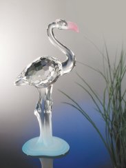 Skleněná figurka Plameňák z českého křišťálu Preciosa