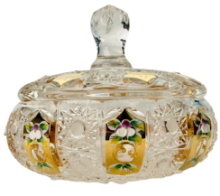 Gold-plated cut crystal box - Height 14cm