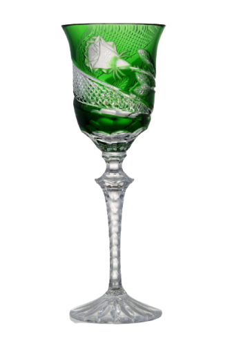 Engraved luxury wine glasses (Green) - set of 2pcs