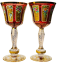 Barevně dekorované lištované sklenice na víno - set 2ks - Výška 20cm/260ml