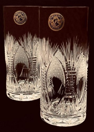 Hand Cut crystal Long drink tumblers - set of 2pcs - Height 11cm/230ml
