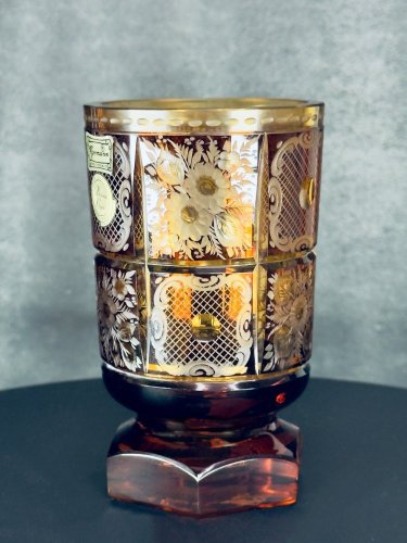 Váza Egermann - ambr-lazura s rytinou