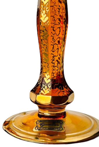 Barevně dekorované lištované sklenice na víno - set 2ks - Výška 18cm/140ml