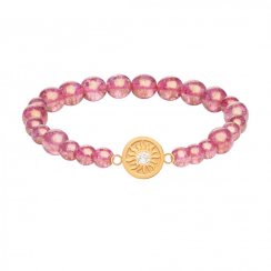 ocelový náramek Rosina, práskané perle, růžový