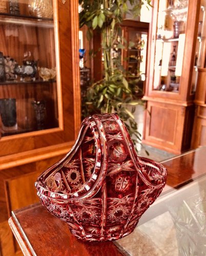 Broušený barevný košík - Výška 14cm