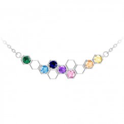 stříbrný náhrdelník Lumina, kubická zirkonie, barevný