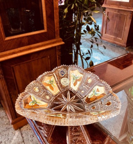 Cuenco de cristal tallado bañado en oro - Altura 3cm