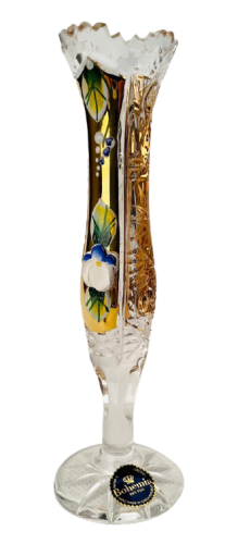 Jarrón de cristal tallado dorado - Altura 13cm