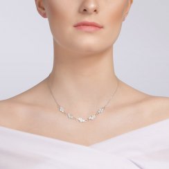 stříbrný náhrdelník Lumina, kubická zirkonie, velký, bílý