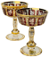 Barevně dekorované lištované sklenice na šampaňské - set 2ks - Výška 14cm/210ml