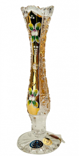 Gold-plated cut crystal vase - Height 21cm