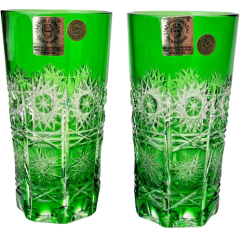Barevné broušené sklenice na vodu - set 2ks - Výška 10cm/100ml