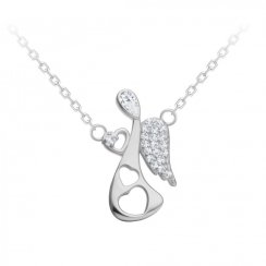 stříbrný náhrdelník Angelic Touch, anděl, kubická zirkonie, bílý