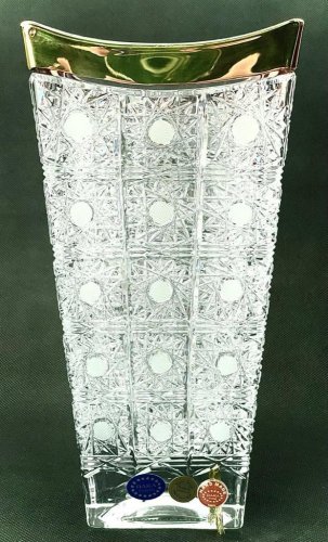 Broušená pozlacená váza Okinawa - Výška 25cm