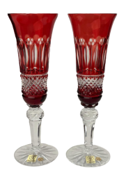 Broušené barevné sklenice na šampaňské - set 2ks - Výška 24cm/155ml