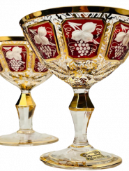 Barevně dekorované lištované sklenice na šampaňské - set 2ks - Výška 12cm/140ml