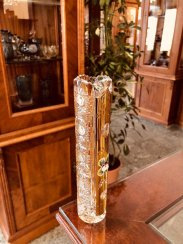Jarrón de cristal tallado dorado - Altura 18cm