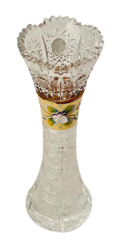 Jarrón de cristal tallado dorado - Altura 23cm